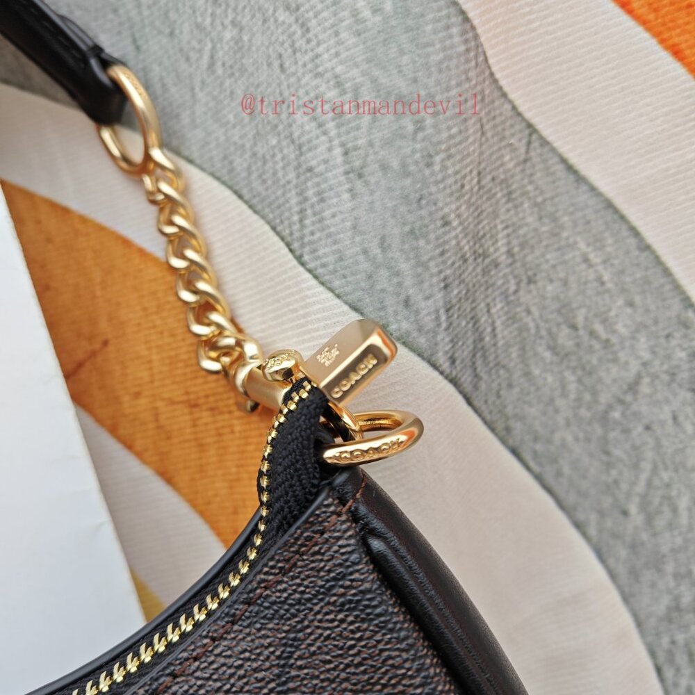 Coach Brown Signature Canvas Crossbody Bag with Gold Hardware - Picture 3 of 15
